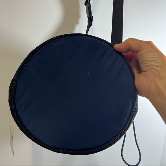 Zara Blue & Black Nylon Crossbody Drawstring Bucket Bag NEW - Picture 4 of 14